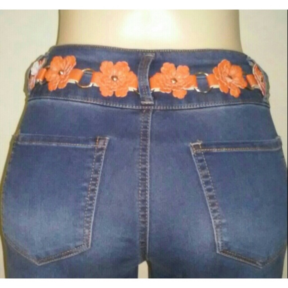 Orange Linked Flower Belt - Picture 3 of 3